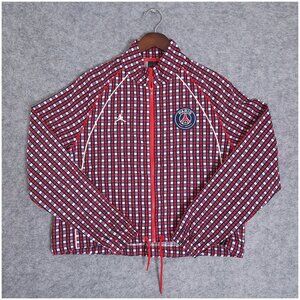 Nike Jordan Paris Saint Germain PSG Jacket Womens Red Check Jumpman Size Large